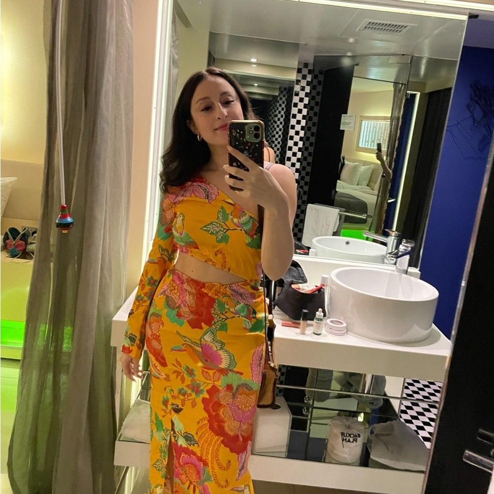 FARM X ANTHROPOLOGIE Single-shoulder Midi Dress